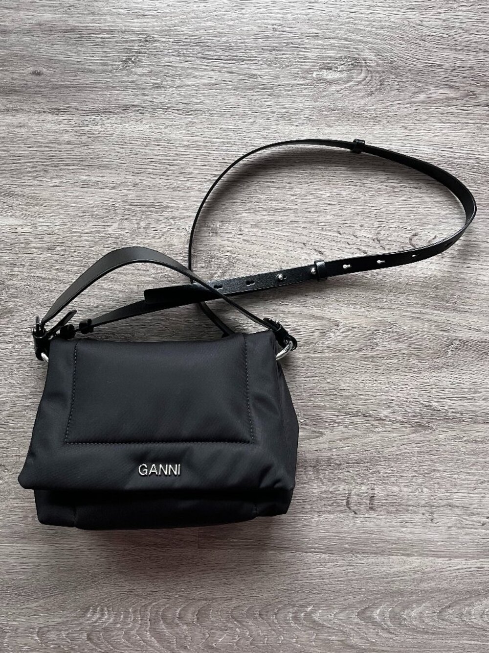 GANNI Pillow Small Flap Over Crossbody Bag Black